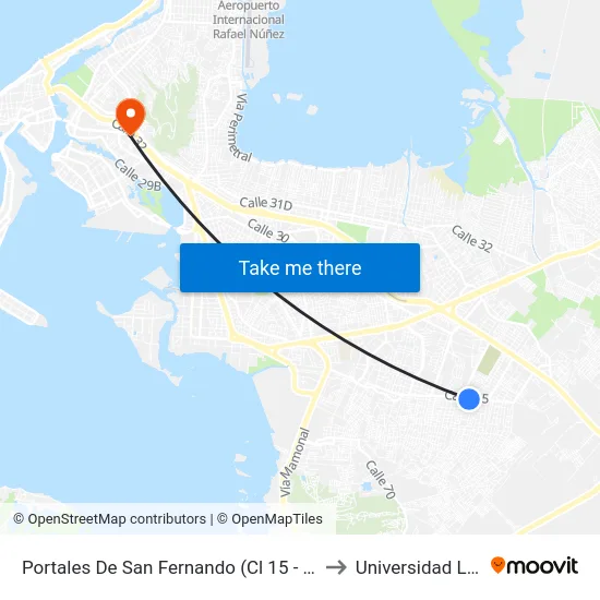 Portales De San Fernando (Cl 15 - Kr 80) to Universidad Libre map