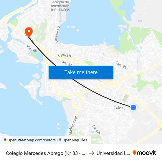 Colegio Mercedes Abrego (Kr 83 - Cl 22a) to Universidad Libre map