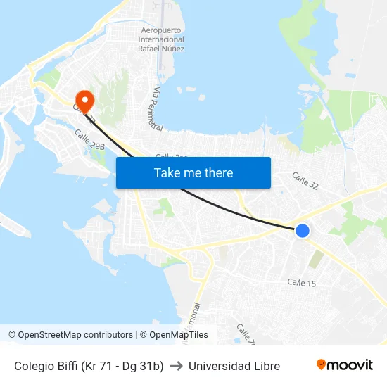 Colegio Biffi (Kr 71 - Dg 31b) to Universidad Libre map
