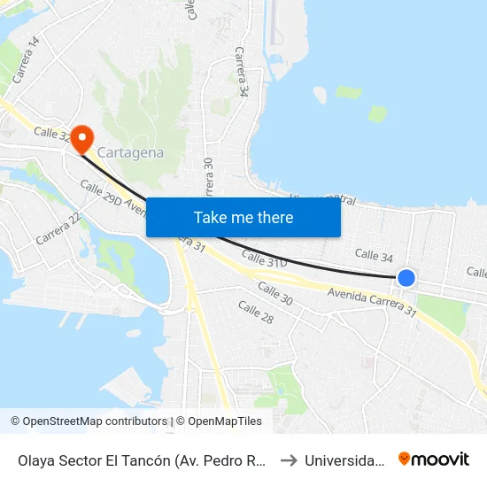 Olaya Sector El Tancón (Av. Pedro Romero - Kr 50a) to Universidad Libre map