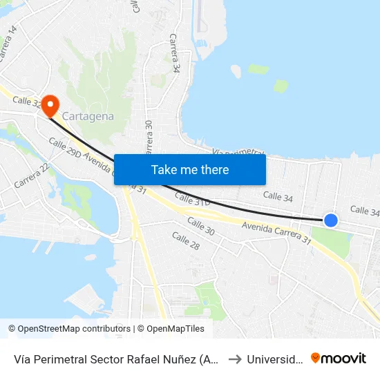 Vía Perimetral Sector Rafael Nuñez (Av. Pedro Romero - Kr 53) to Universidad Libre map
