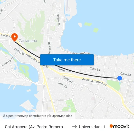 Cai Arrocera (Av. Pedro Romero - Kr 55) to Universidad Libre map