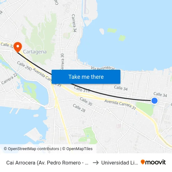 Cai Arrocera (Av. Pedro Romero - Kr 55) to Universidad Libre map