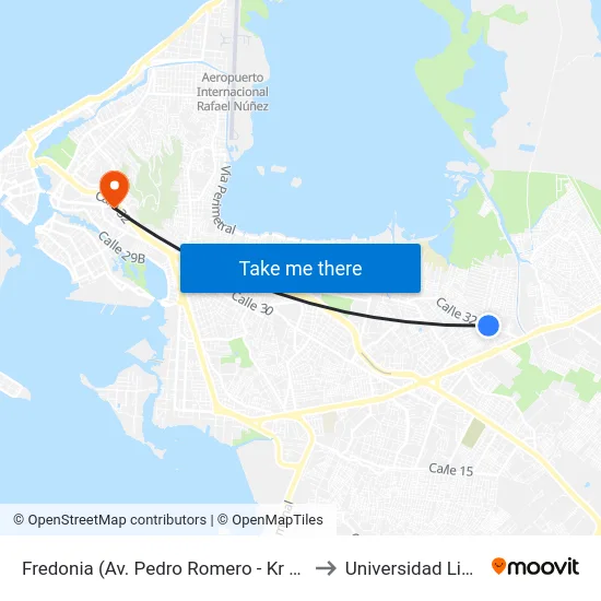 Fredonia (Av. Pedro Romero - Kr 81) to Universidad Libre map