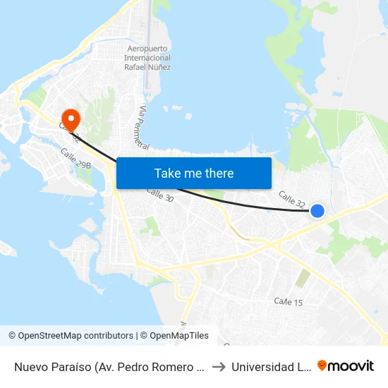Nuevo Paraíso (Av. Pedro Romero - Kr 82) to Universidad Libre map