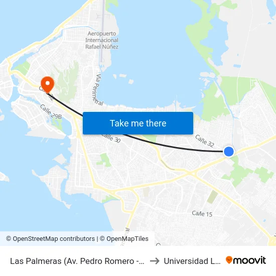 Las Palmeras (Av. Pedro Romero - Kr 84) to Universidad Libre map