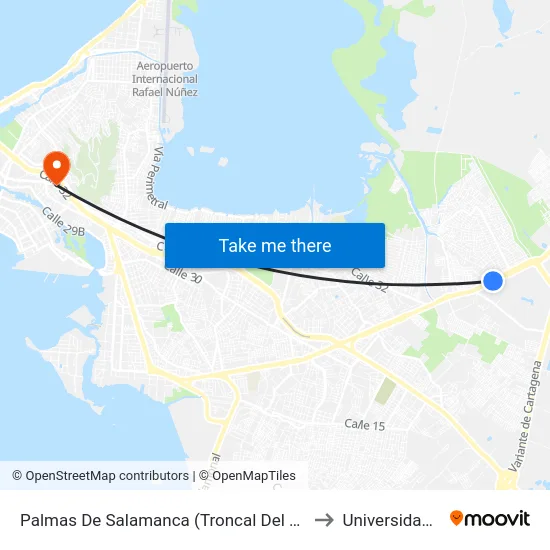 Palmas De Salamanca (Troncal Del Caribe - Kr 84) to Universidad Libre map