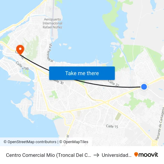 Centro Comercial Mío (Troncal Del Caribe - Kr 95) to Universidad Libre map
