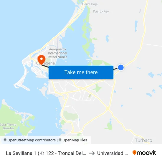 La Sevillana 1 (Kr 122 - Troncal Del Caribe) to Universidad Libre map