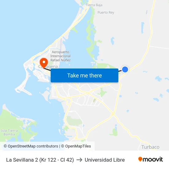 La Sevillana 2 (Kr 122 - Cl 42) to Universidad Libre map