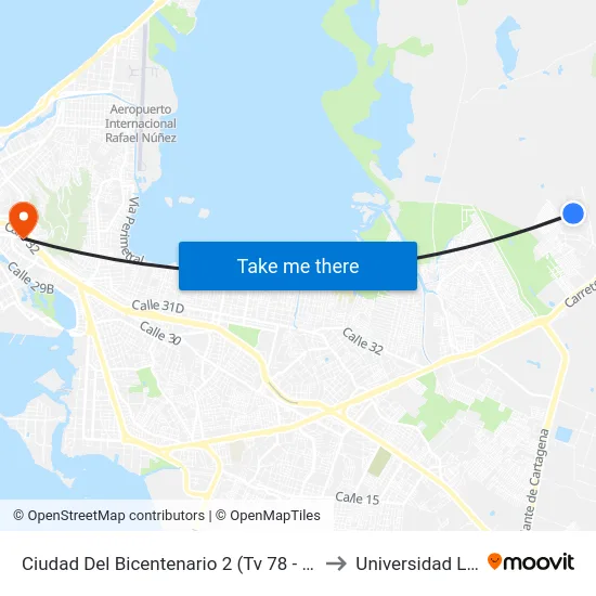 Ciudad Del Bicentenario 2 (Tv 78 - Kr 125) to Universidad Libre map