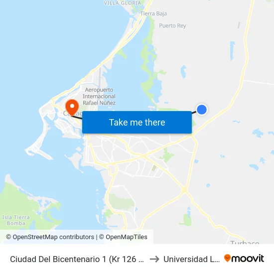 Ciudad Del Bicentenario 1 (Kr 126 - Tv 78) to Universidad Libre map