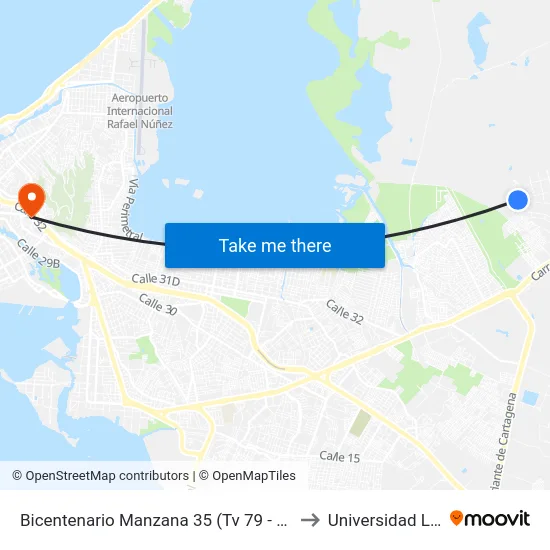 Bicentenario Manzana 35 (Tv 79 - Kr 119) to Universidad Libre map