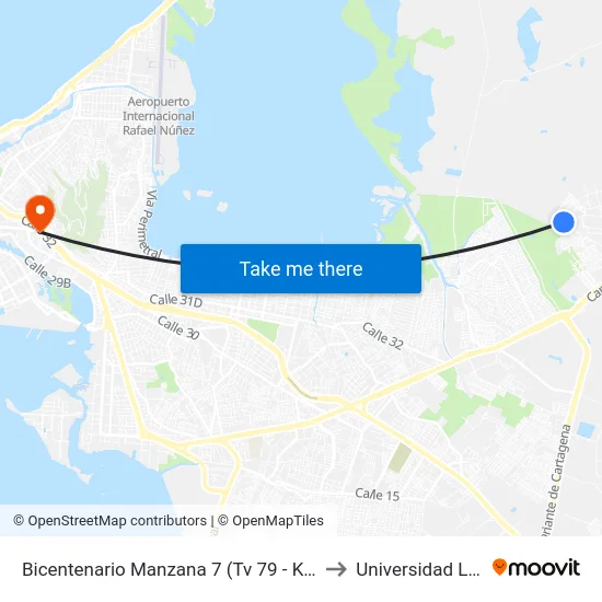 Bicentenario Manzana 7 (Tv 79 - Kr 112) to Universidad Libre map