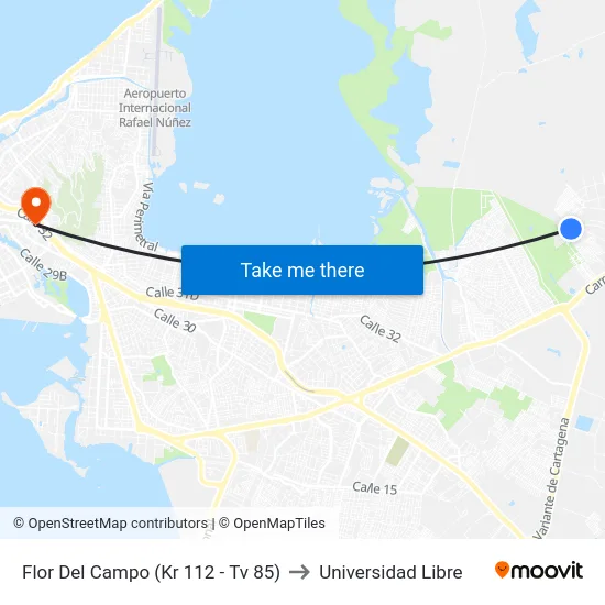 Flor Del Campo (Kr 112 - Tv 85) to Universidad Libre map