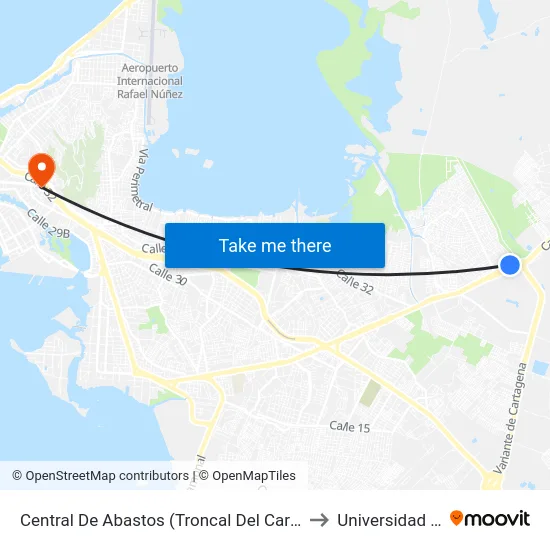 Central De Abastos (Troncal Del Caribe - Kr 89) to Universidad Libre map
