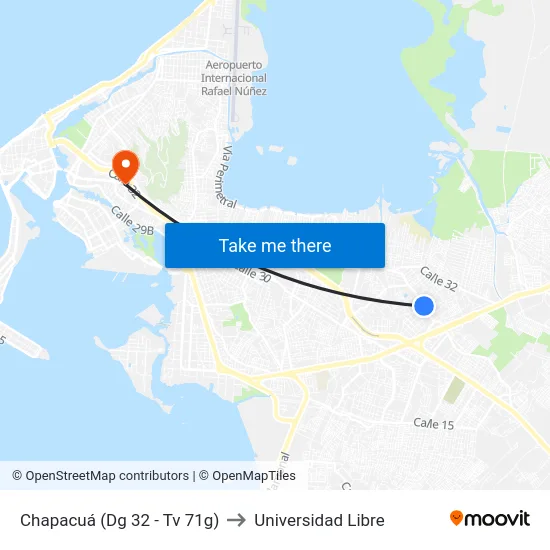 Chapacuá (Dg 32 - Tv 71g) to Universidad Libre map