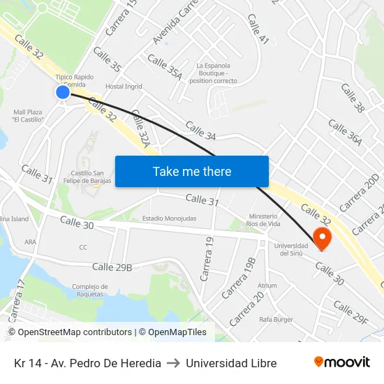 Kr 14 - Av. Pedro De Heredia to Universidad Libre map