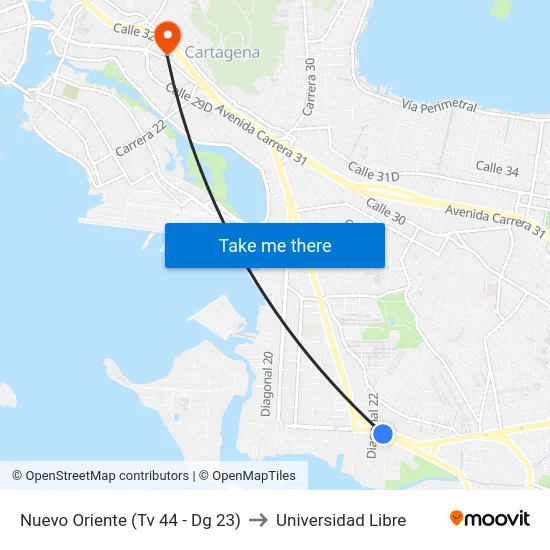 Nuevo Oriente (Tv 44 - Dg 23) to Universidad Libre map