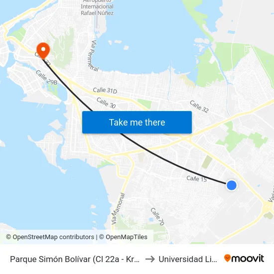 Parque Simón Bolívar (Cl 22a - Kr 91) to Universidad Libre map