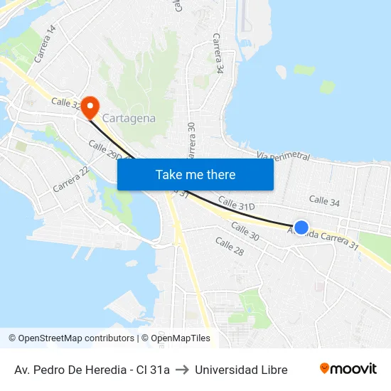 Av. Pedro De Heredia - Cl 31a to Universidad Libre map