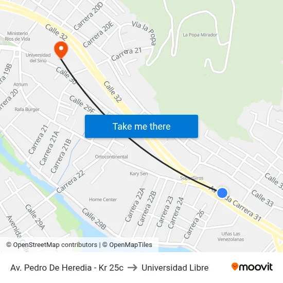 Av. Pedro De Heredia - Kr 25c to Universidad Libre map