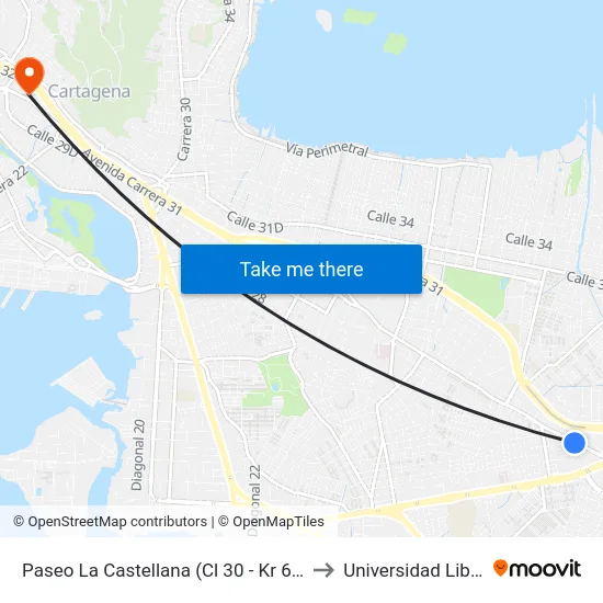 Paseo La Castellana (Cl 30 - Kr 64) to Universidad Libre map