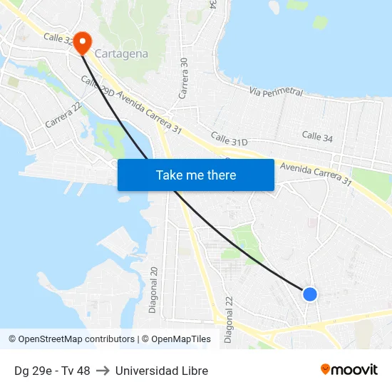 Dg 29e - Tv 48 to Universidad Libre map