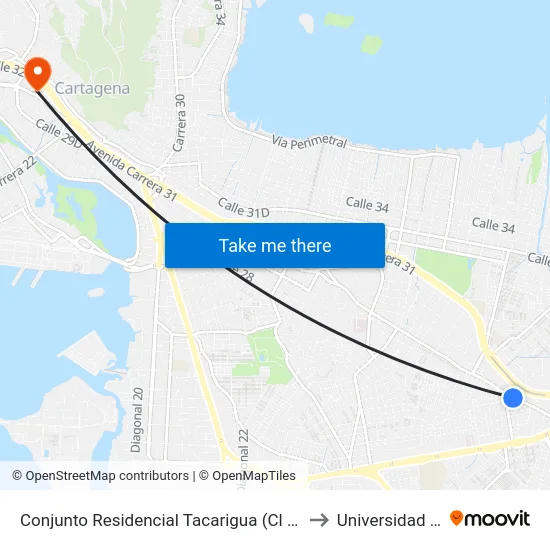 Conjunto Residencial Tacarigua (Cl 30 - Dg 62) to Universidad Libre map