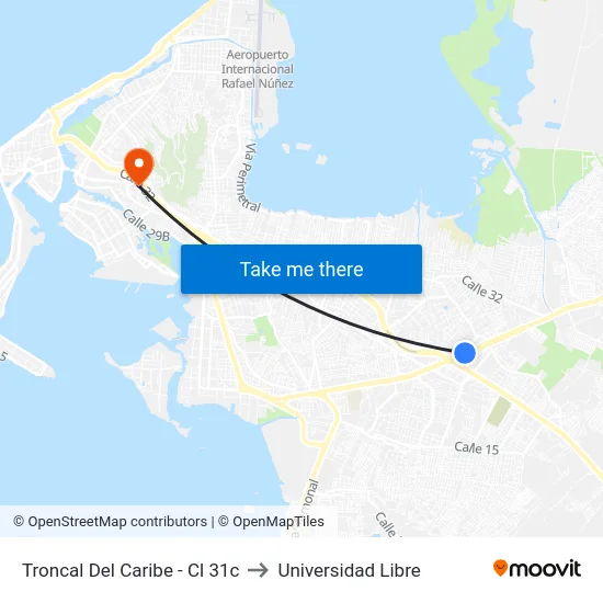 Troncal Del Caribe - Cl 31c to Universidad Libre map
