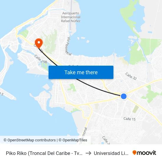Piko Riko (Troncal Del Caribe - Tv 54) to Universidad Libre map