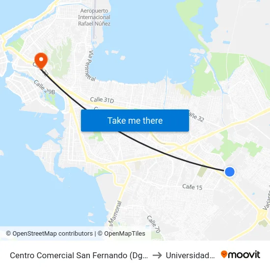 Centro Comercial San Fernando (Dg 32 - Tv 84) to Universidad Libre map