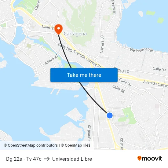 Dg 22a - Tv 47c to Universidad Libre map