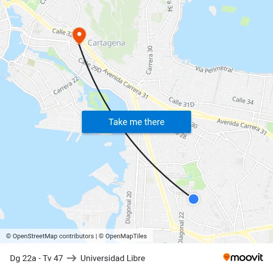 Dg 22a - Tv 47 to Universidad Libre map