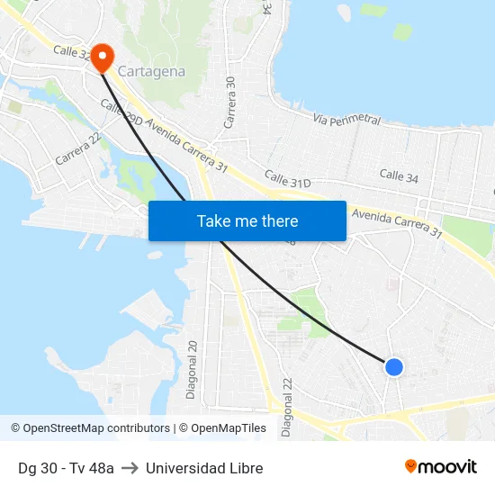 Dg 30 - Tv 48a to Universidad Libre map