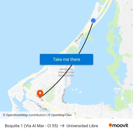Boquilla 1 (Vía Al Mar - Cl 55) to Universidad Libre map