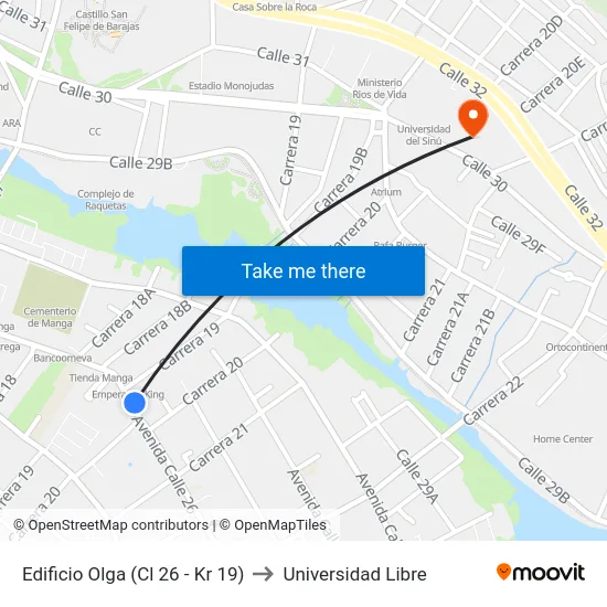 Edificio Olga (Cl 26 - Kr 19) to Universidad Libre map