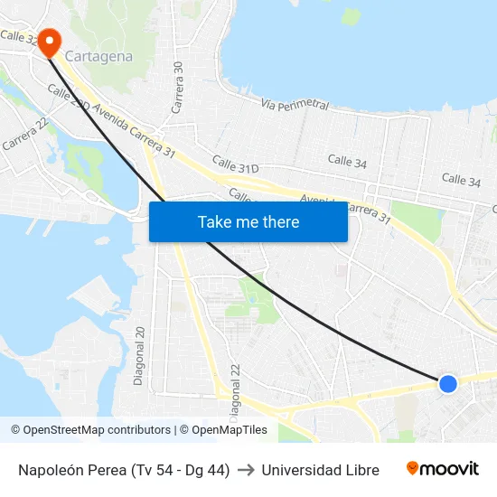 Napoleón Perea (Tv 54 - Dg 44) to Universidad Libre map
