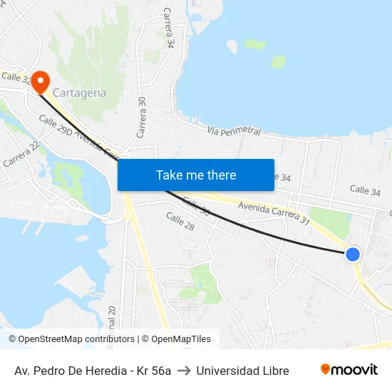 Av. Pedro De Heredia - Kr 56a to Universidad Libre map