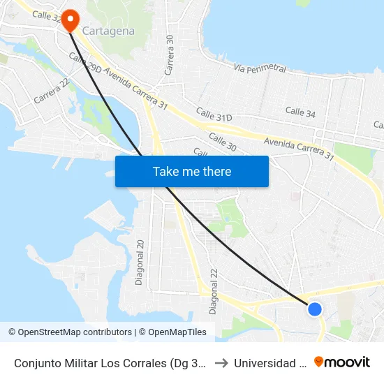 Conjunto Militar Los Corrales (Dg 30a - Tv 54) to Universidad Libre map