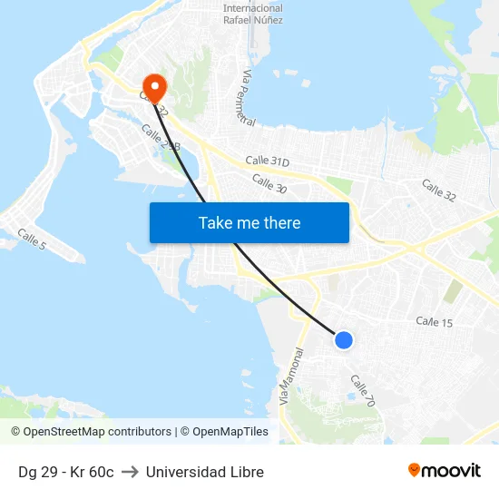 Dg 29 - Kr 60c to Universidad Libre map