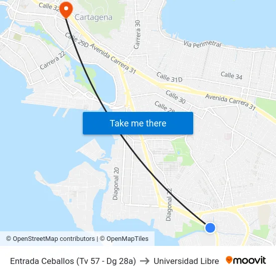 Entrada Ceballos (Tv 57 - Dg 28a) to Universidad Libre map