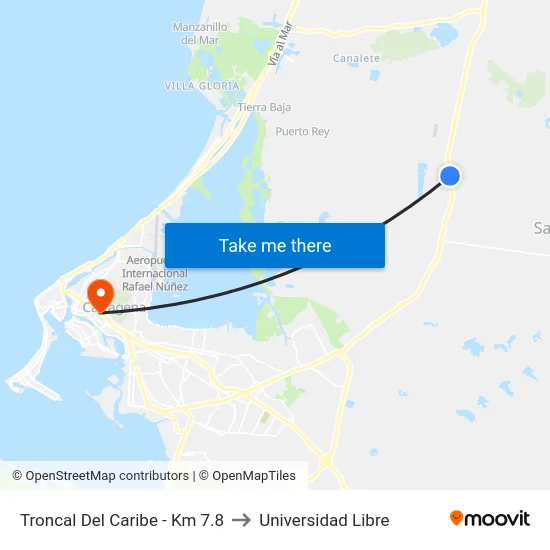 Troncal Del Caribe - Km 7.8 to Universidad Libre map