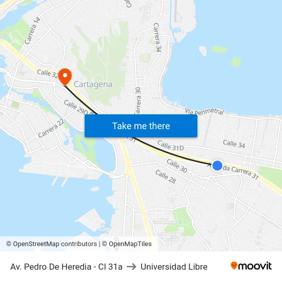 Av. Pedro De Heredia - Cl 31a to Universidad Libre map