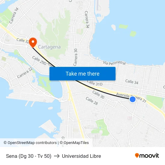 Sena (Dg 30 - Tv 50) to Universidad Libre map