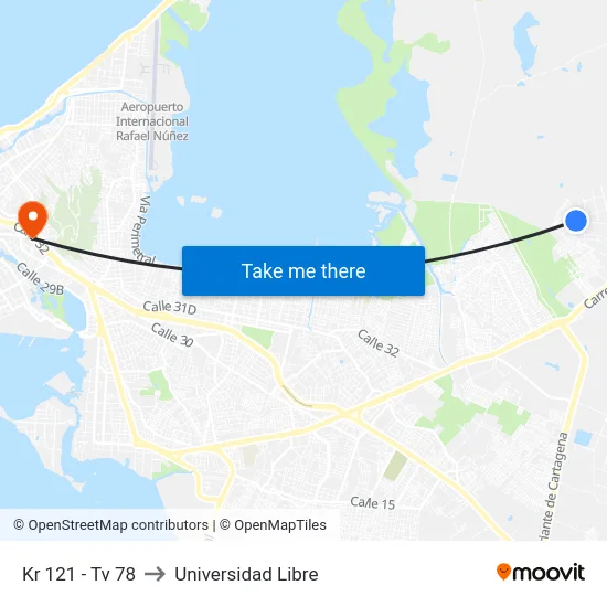 Kr 121 - Tv 78 to Universidad Libre map