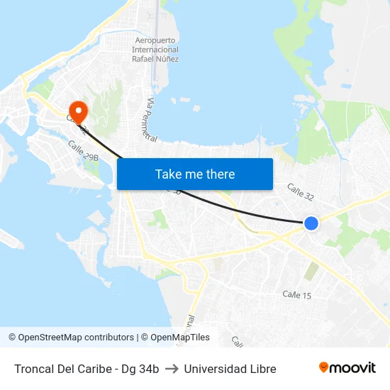 Troncal Del Caribe - Dg 34b to Universidad Libre map
