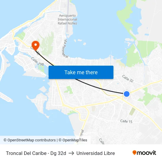 Troncal Del Caribe - Dg 32d to Universidad Libre map