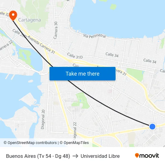Buenos Aires (Tv 54 - Dg 48) to Universidad Libre map