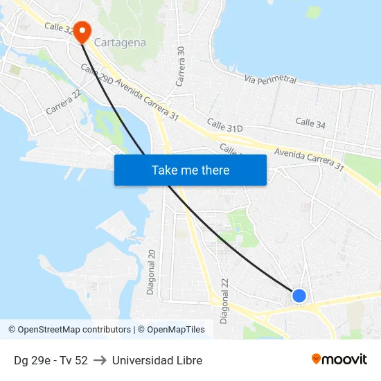 Dg 29e - Tv 52 to Universidad Libre map